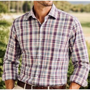 Peter Millar Plaid Button Down Shirt Men's  XXL Cotton Colorful Check Classic